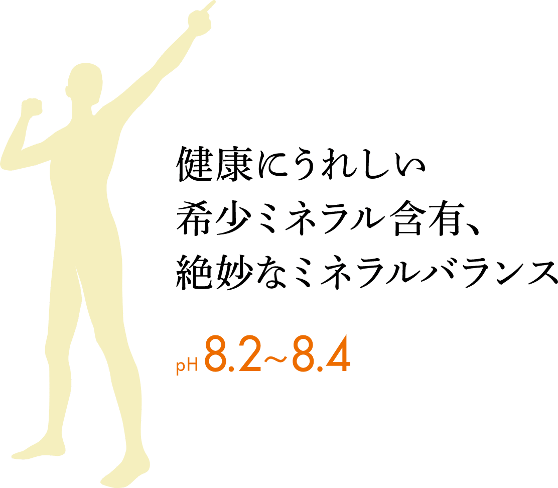 健康に嬉しい希少なミネラル含有、絶妙なミネラルバランス pH8.2~8.4